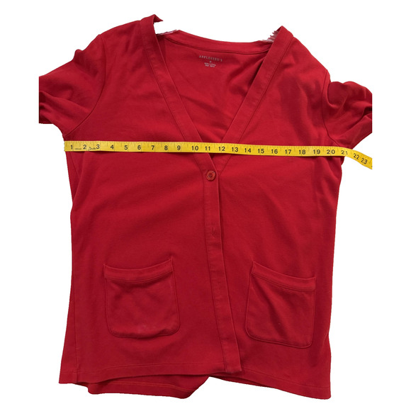 Appleseed's Cardigan Sweater Womens Medium Red V Neck Button Front Pockets Knit - Picture 5 of 7
